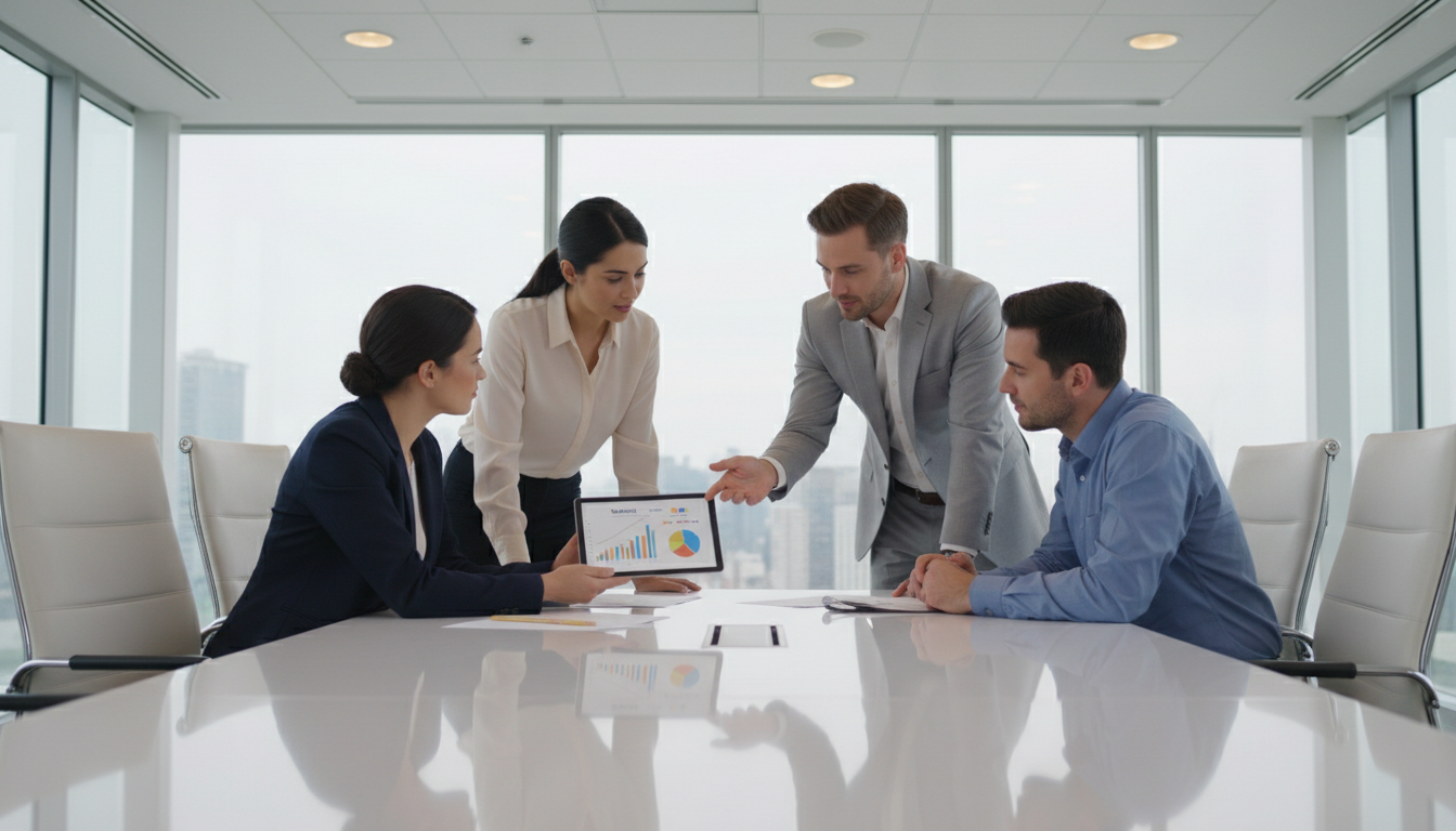 Менеджеры обсуждают аналитику продвижения сайта недвижимости